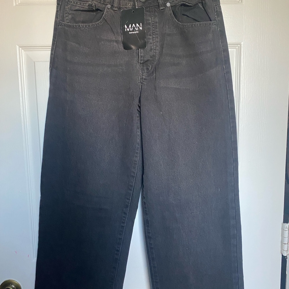 Boohoo Mens Black Straight Jeans